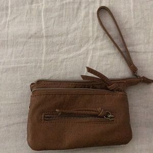 Tan leather clutch purse